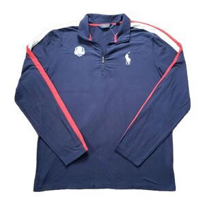 Polo Ralph Lauren 2014 Ryder Cup USA Size XL Mens Navy Blue 1/4 Zip Long Sleeve